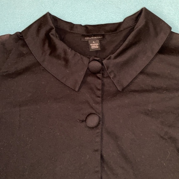 COURTENAY Y2K black jacket blouse Peter Pan collar 2 big buttons vintage size L - Picture 3 of 11